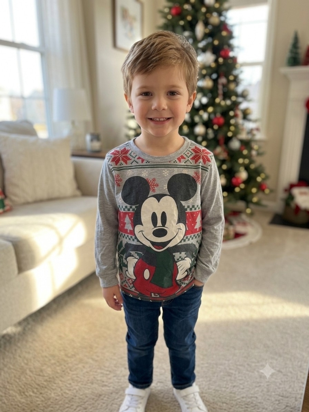 Disney Junior Mickey Mouse Holiday Gray Long Sleeve - Size 5T